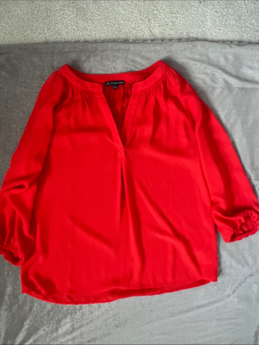 Women’s Orange/Res Split-Neck Blouse